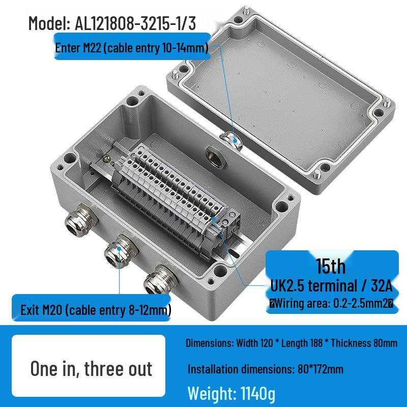 Aluminum Alloy Waterproof Outdoor Junction Box with Terminals