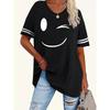 Женская футболка с принтом, круглым вырезом, короткими рукавами и полоску