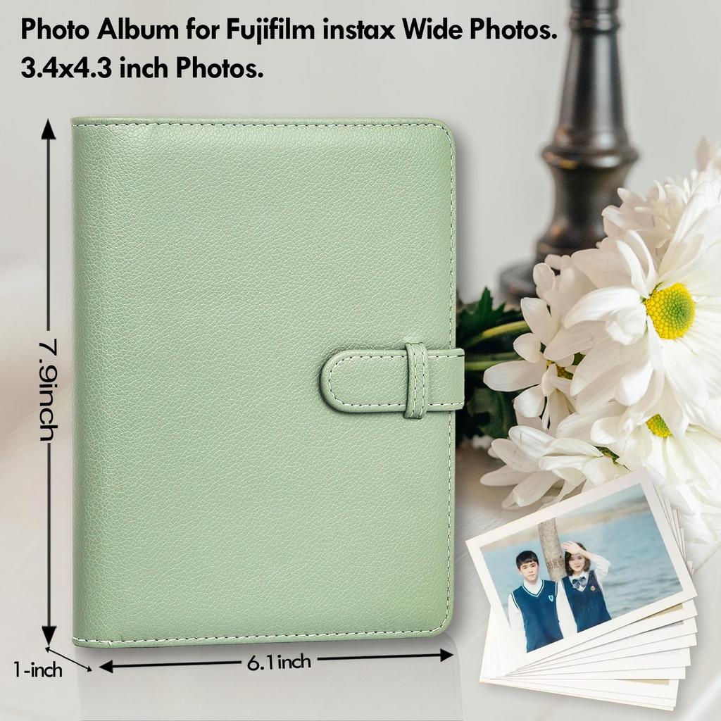Rieibi FUJIFILM Instax Cute Instax Album Compatible with Instax Wide X Inches Photo Holds 80 Can Also Store Business Cards and Cash PU Album for