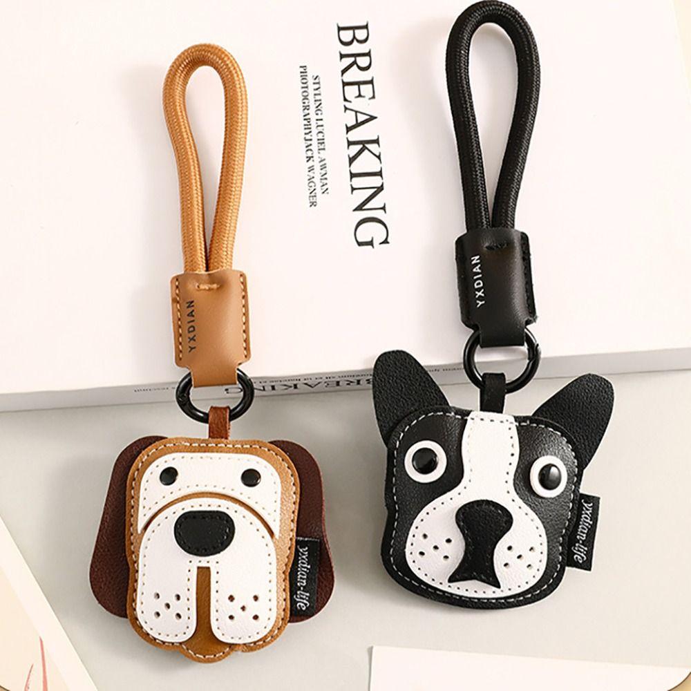 Cartoon Puppy Car keychain Leather Small Pendant New Bag Charm Birthday Gift