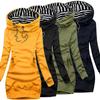 Women Fashion Hooded Sweater Autumn and Winter Long Sleeve Hoodie Solid Color Slim Fit Pullovers Sweatshirt Plus Size