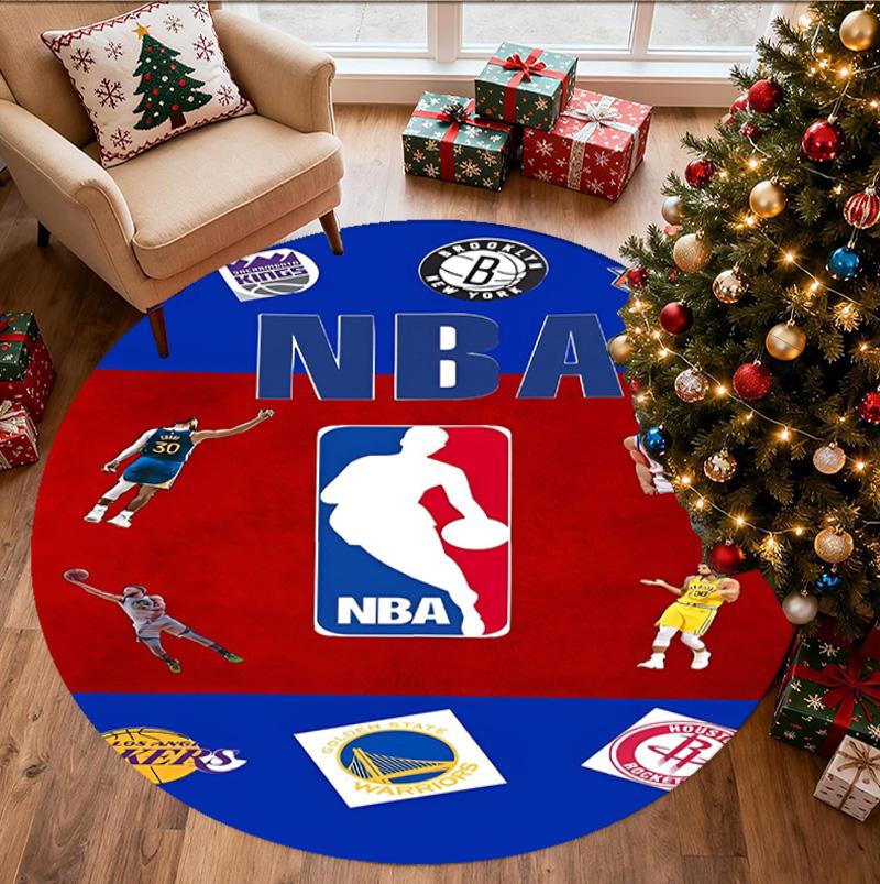 NBA Pattern Round Rug, Indoor/Outdoor Mat, for Picnic, Gameroom, Bedroom, Office, Living Room, Home Decor Carpet, Birthday Gift