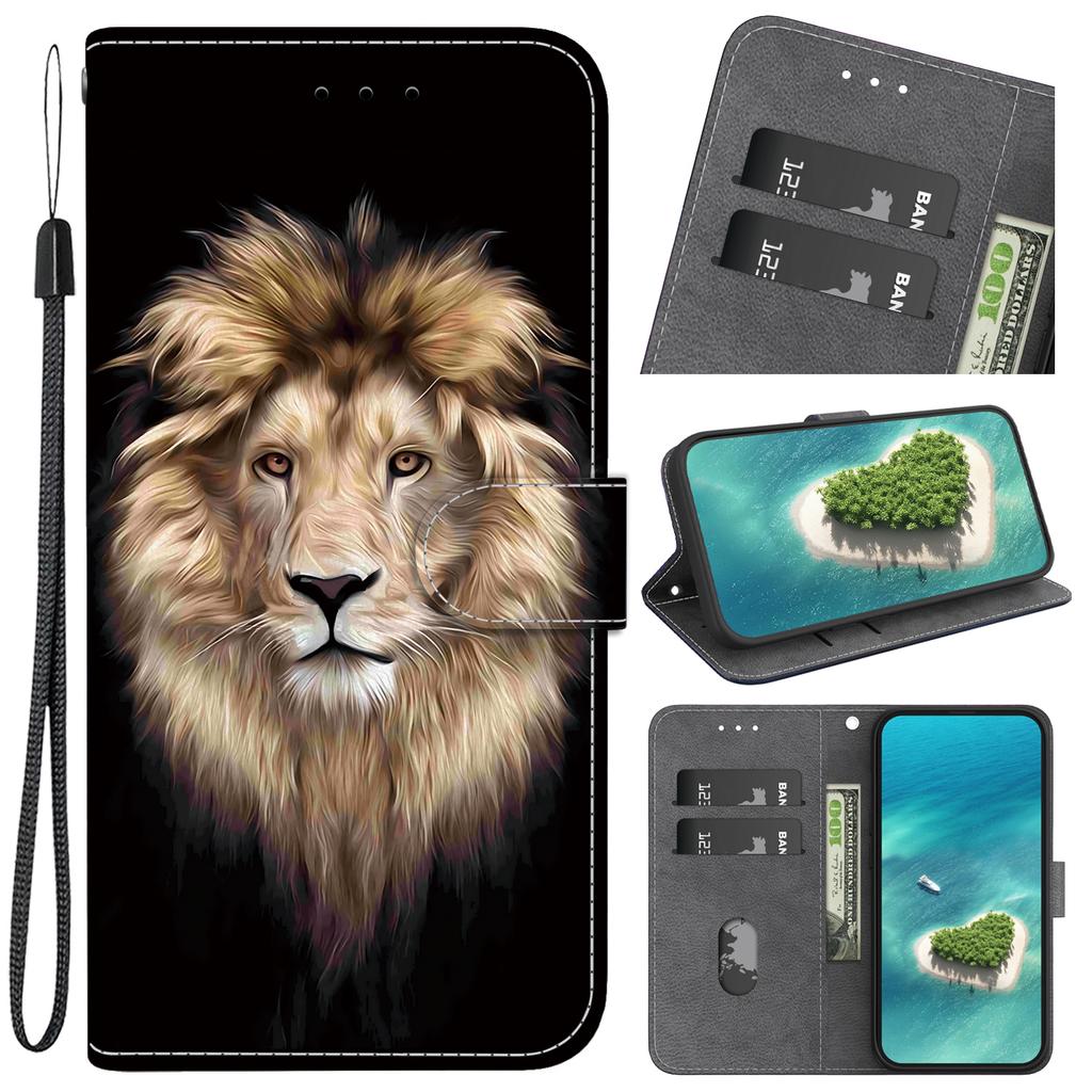 Чехол-книжка Majestic Lion The King's Gaze Pattern из искусственной кожи для iPhone Samsung Infinix TECNO OPPO Realme Moto... для более чем 900 моделей телефонов