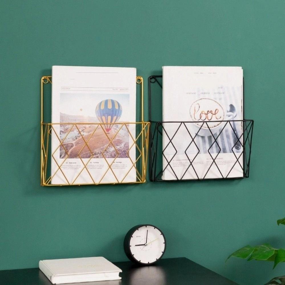 Wall Mounted Book Newspaper Storage Rack Metal Magazine Holder Tabletop Display Stand  for Home