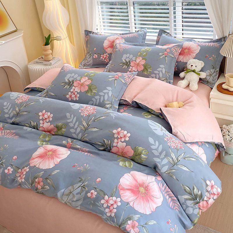 Комплект из четырех простыней, постельное белье, пододеяльник из стираного хлопка с пескоструйной обработкой, простыня, односпальное одеяло для спальни, комплект из трех предметов