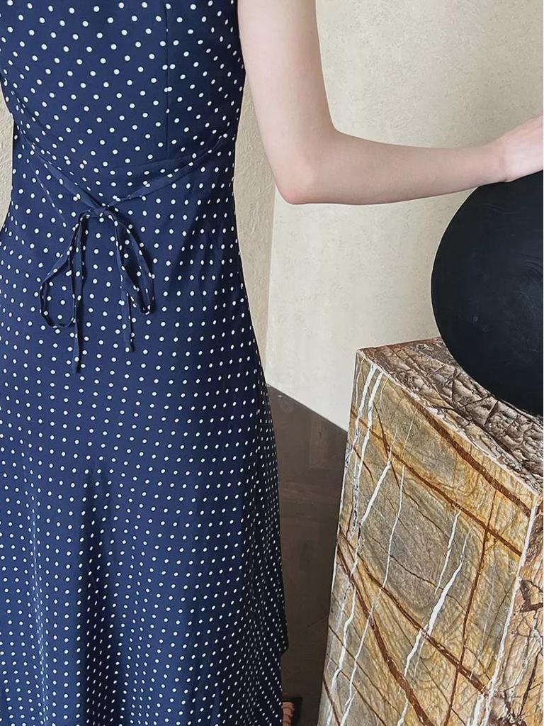 Летнее платье Luxi с V-образным вырезом и французским кружевом в горошек - облегающая длинная юбка