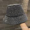 Heavy industry light luxury full diamond versatile fashion flat top bucket hat spring and autumn European and American foreign style show face small s