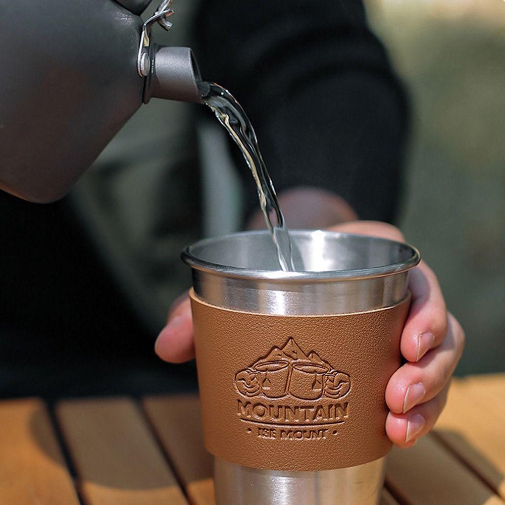 Heat Insulation Cover Cup Sleeve Protective Cover Stainless Steel Cup Sleeve Leather Cup Cover