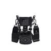 Punk Women Mini Bucket Tote Bag Motorclye Girls Crossbody Bag For Water Bottle Gothic Female Shoulder Bag Rivet Black Handbag
