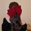 Oversized Velvet Bow Hair Clip Women 2025 Handmade Statement Accessory Back Of Head Fixed Clamp