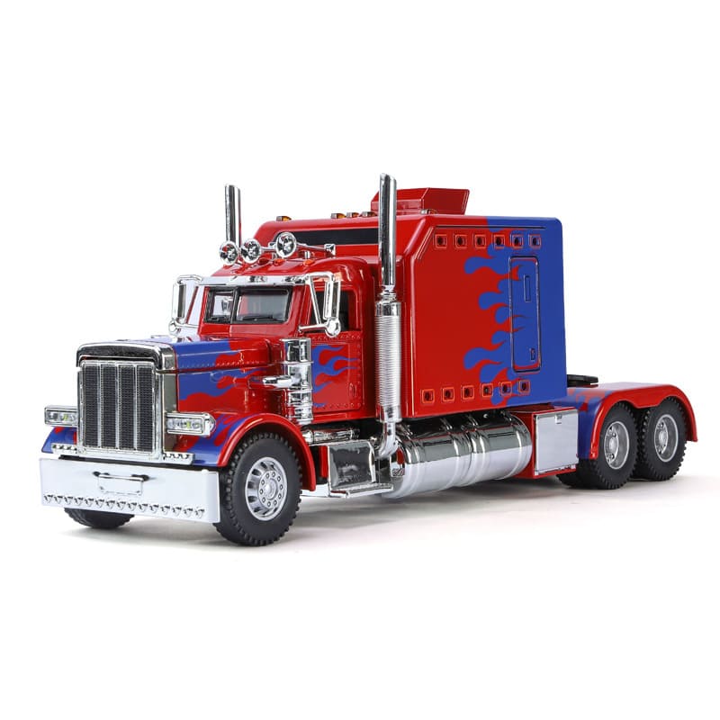 Игрушечная модель тяжелого грузовика Peterbilt 389 в масштабе 1/24, литая модель из сплава, со звуком и светом, модель грузовика с инерционным механизмом, игрушка для мальчика, детская подарочная коллекция