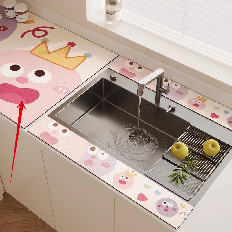 3 шт. Кухонный смеситель Диатомовая земля Пробка для воды Коврик для слива Впитывающий коврик для столешницы в ванной Длинная узкая подставка-костер