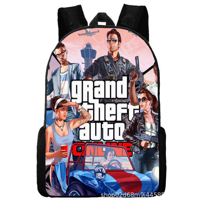 Grand Theft Auto Grand Theft Auto Периферийная Анимация Рюкзак Мужские и Женские Школьные Сумки