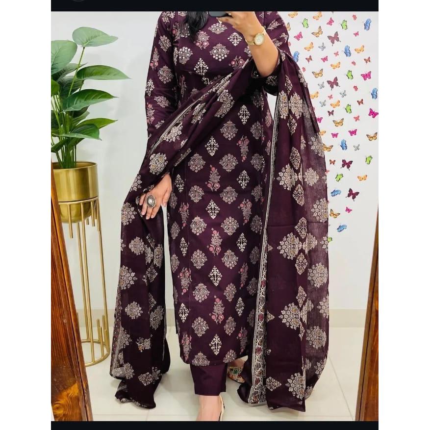 Женский дизайнерский хлопковый комплект курта, брюки, дупатта, индийская праздничная одежда, топ, туника, курти VSO-1718 c