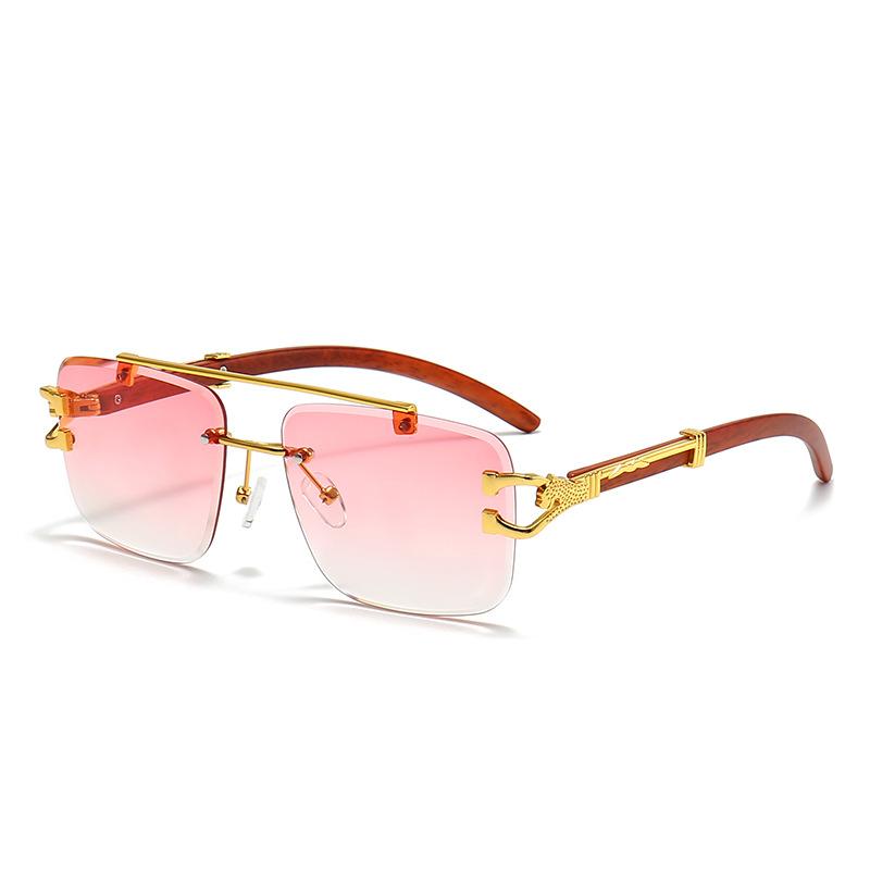 Солнцезащитные очки без оправы женские солнцезащитные очки с двойной оправой квадратные деревянные солнцезащитные очки с изображением головы леопарда мужские