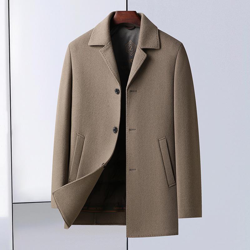 Autumn and Winter Double-sided Woolen Coat Men's Medium and Long Suit Collar Down Removal Liner Thickened Woolen Coat Jacket