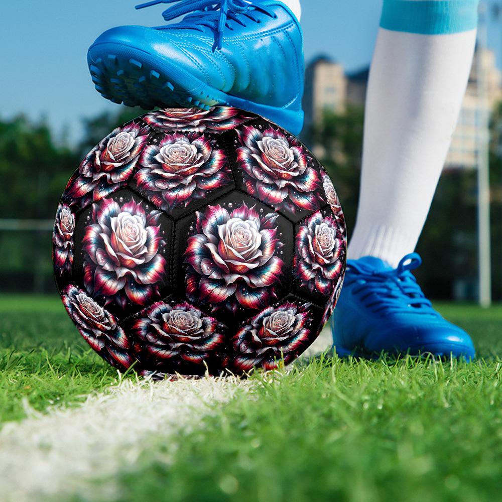 1pc Rose Artwork Size 5 Soccer Ball Professional Match Training Football Indoor &Outdoor Sports Ball Lightweight Durable m6545