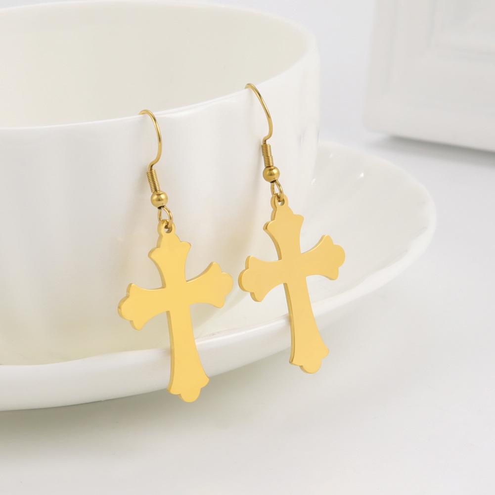 Серьги из нержавеющей стали с подвеской в виде полого креста, женская мода, ультранатуральный талисман, подарок на день рождения, ювелирный подарок