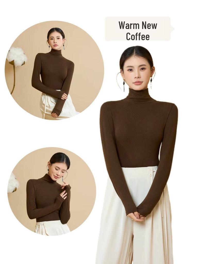 Women's Turtleneck Base Layer: Tencel Wool, Slim Fit, High Elasticity, Long Sleeve, Warm Autumn-Winter Top