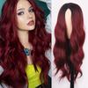 Ombre Long Wave Wine Red Light Blonde Sky Gray Women's Wigs Cosplay Daily Use Party Natural Heat Resistant Synthetic