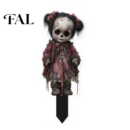 Weather Resistant Yard Decor Halloween Scarecrow Garden Stake, 2D Flat Creepy Zombie Ornament, Spooky Doll Decorative Signs Decoration, Scary Art Sign