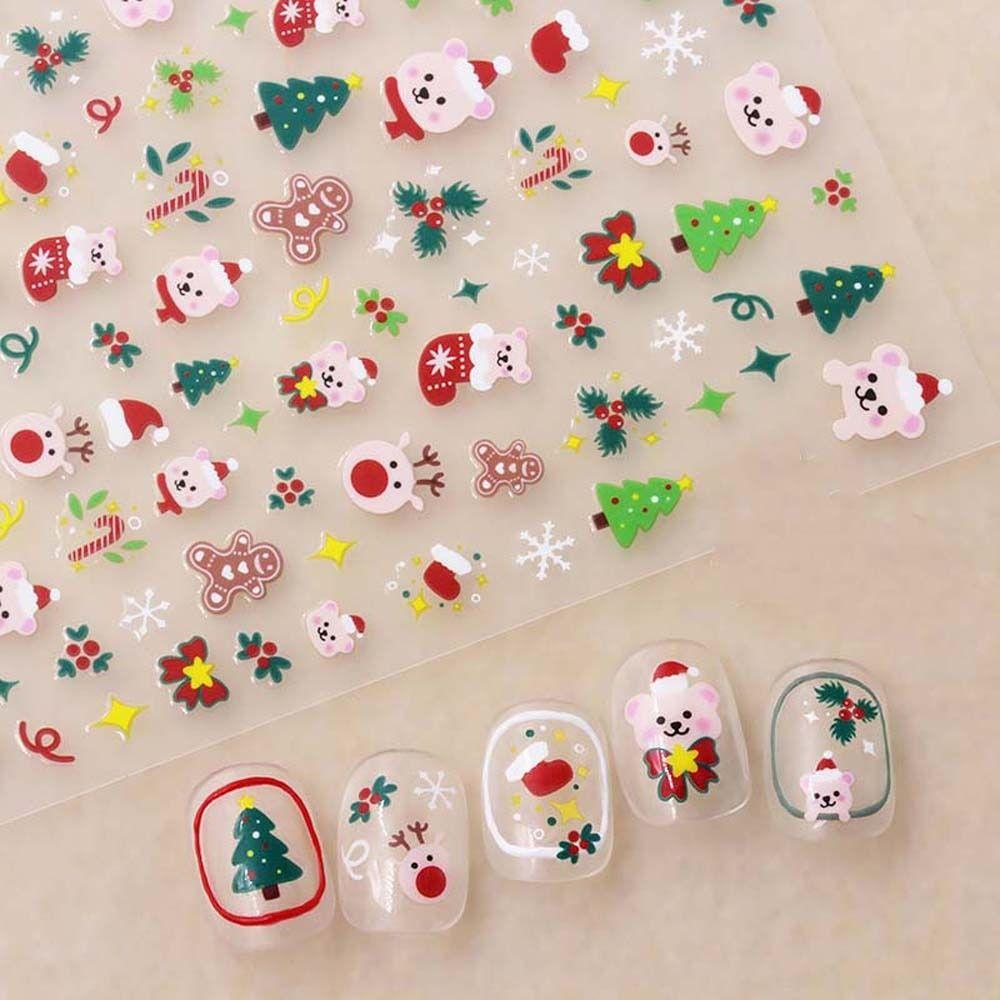Санта-Клаус Мультяшные наклейки для ногтей Медведи Наклейки для ногтей Украшения для ногтей Рождественские наклейки для ногтей