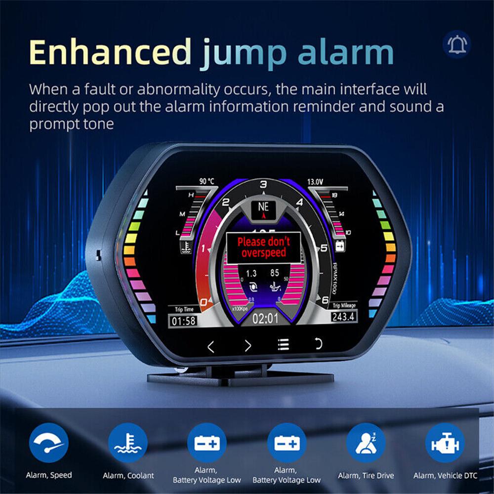 4,5-дюймовый автомобильный OBD2 HUD GPS-дисплей с ЖК-дисплеем, детектор наклона, измеритель наклона