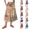 Женская юбка макси с завязками на завышенной талии, летние длинные юбки, легкие многослойные струящиеся цветочные плиссированные юбки