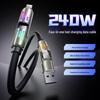 240W Multi-Color Breathing Light 4-in-1 Super Fast Charging Cable for Apple, Android, Type-C Devices
