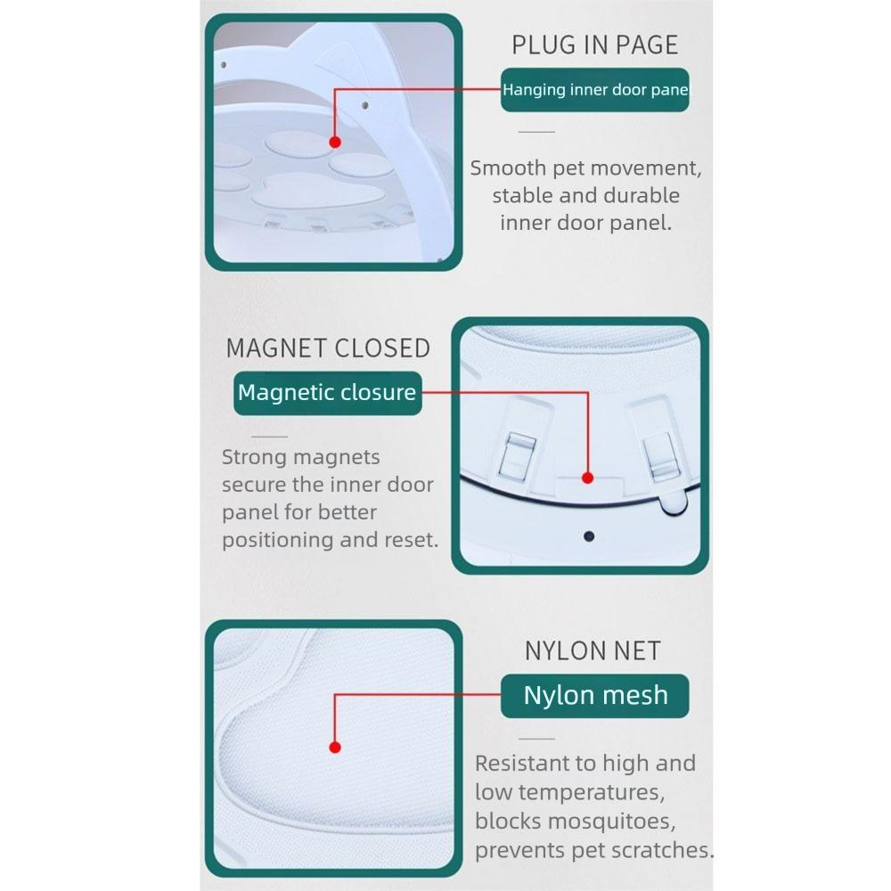 Прочная конструкция Сетка для домашних животных Дверь Устойчивая к укусам Запираемая кошачья дверь Отверстие Кошки Оконная калитка Уличная
