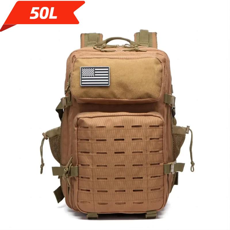 25L/50L Tactical Backpack Bag Hunting MOLLE Backpack GYM For Men EDC Outdoor Hiking Rucksack Witch 2 Bottle Holders
