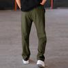 Men Straight Sweatpants Drawstring Elastic Waist Wide Leg Solid Color with Pockets