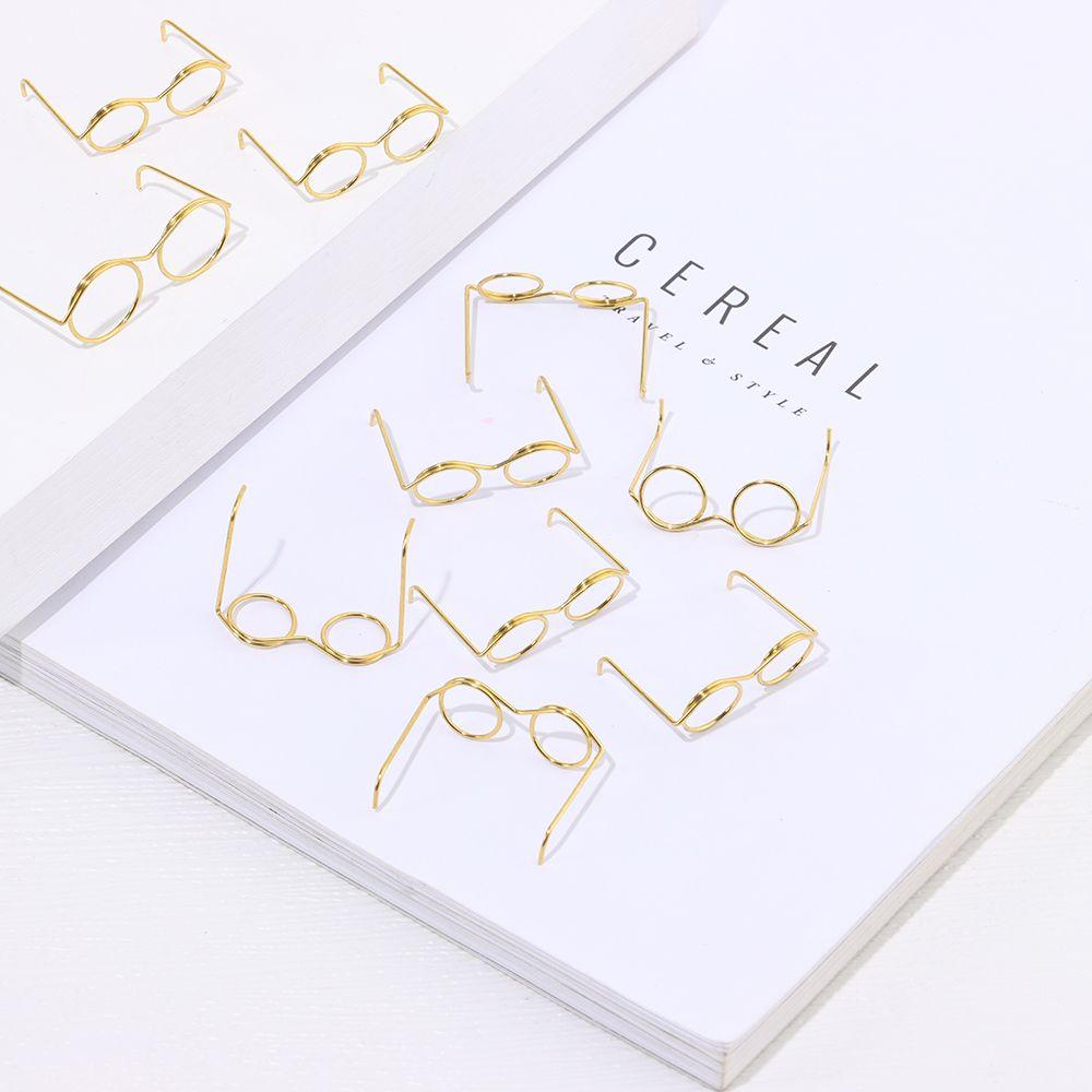 Детская игрушка сплав милые очки для куклы без линз золотые круглая оправа