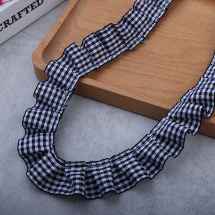 2.5cm wide colorful ribbon Pleated check lace handmade crafts doll dress Quiet book bundle Creative felt panel trim material