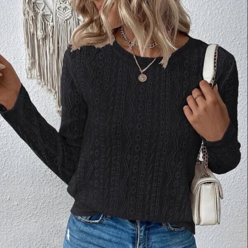 Summer Solid Color Hollow Casual Shirt T-shirts & Long-sleeve Tops