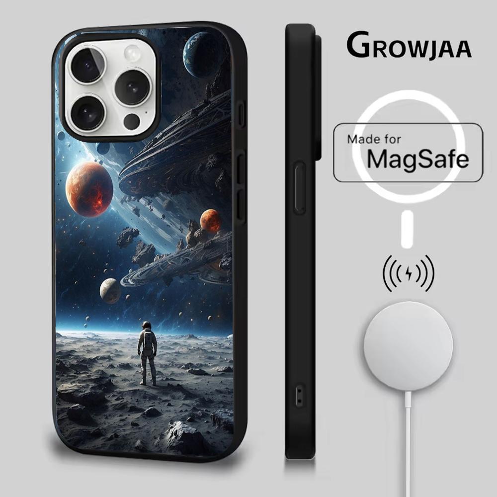 Чехол для телефона 'Сатурн и Солнечная система' для iPhone 16e, 16, 15, 14, 13, 12, 11, Plus, Pro, Max, Mini, с магнитной беспроводной зарядкой Magsafe