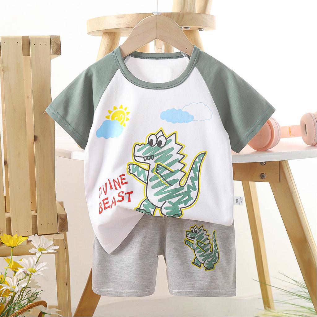 Children's Casual Short-sleeved Summer Cotton T-shirt Set for Boys and Girls