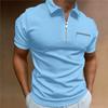 Summer Men's Polo Shirt Solid Colour Pocket Short Sleeve Lapel T-shirt Casual Fitted Tops for Men