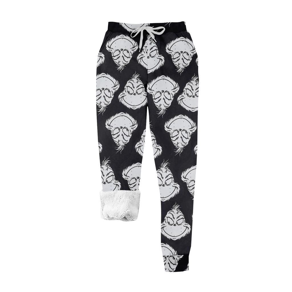 Women's Casual Fashion Home Print Velvet Sweatpants