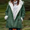 Winter Fashion Warm Thickened Long Sleeved Cowhide Button Womens Coat With Hat Casual Velvet Solid Ladies  Outwears 30431