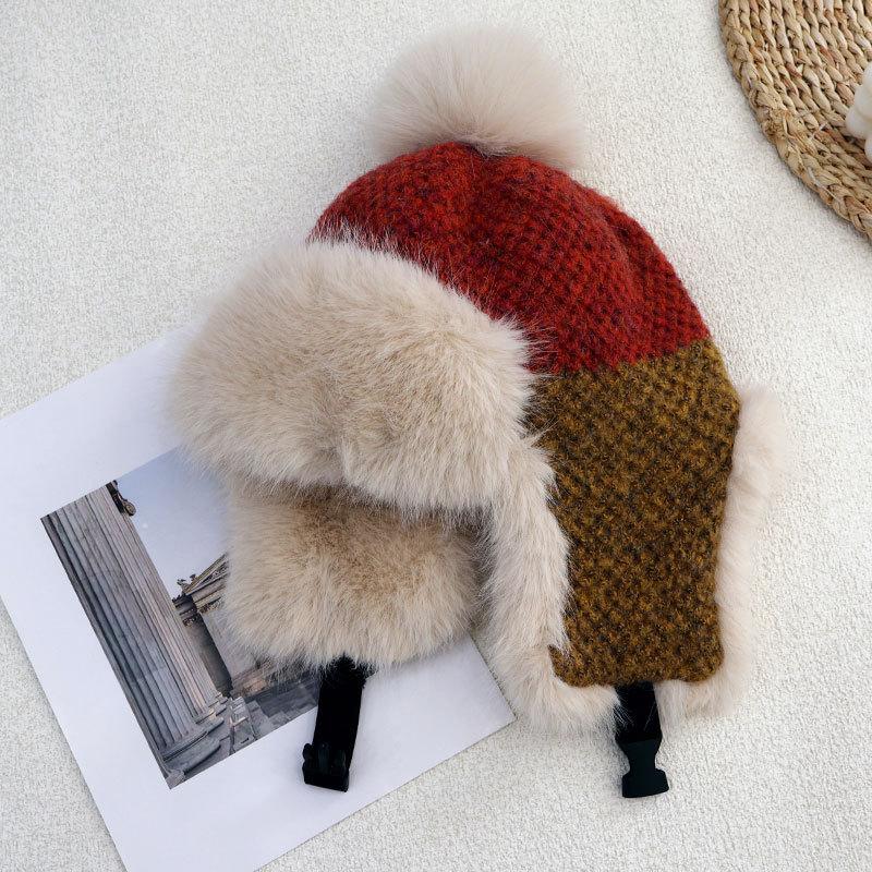 Модная флисовая утолщенная шапка женская зимняя ветрозащитная с защитой ушей шапка-ушанка для велоспорта, катания на лыжах, вязаная шерстяная шапка