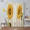 Шторы с принтом подсолнухов, ретро-шторы с цветочным узором, подходящие для спальни, гостиной, балкона, декоративные шторы, 2 шт.