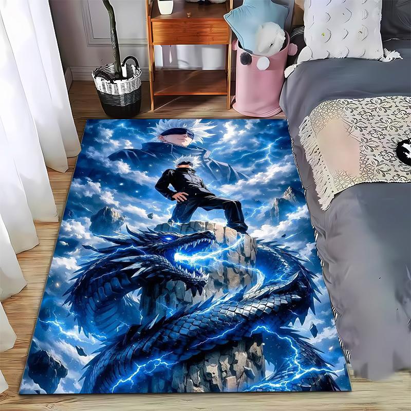 Anime Blue Lightning Dragon Design Carpet for Bedroom and Living Room Rug Suitable for use as an anti-slip for living room bedroom sofas