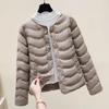 Women's Slim Fit Collarless Lightweight Down Cotton Jacket - Warm, Thin, and Padded Short Base Layer Coat