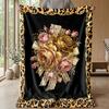 Leopard Roses and Bows Theme blanket Lightweight Warm Flannel Blanket Decorative Throw Blanket for Home Decoration