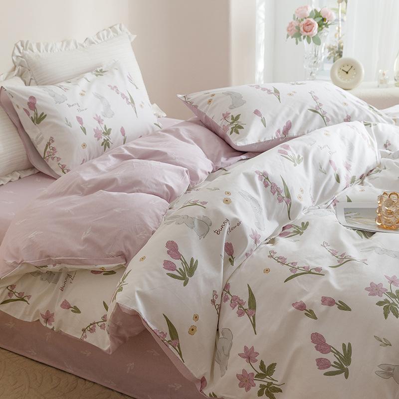 Ins стиль, чистый хлопок, четыре предмета, студенческая общежития, кровать, наволочка, пододеяльник, простыня, комплект из трех предметов