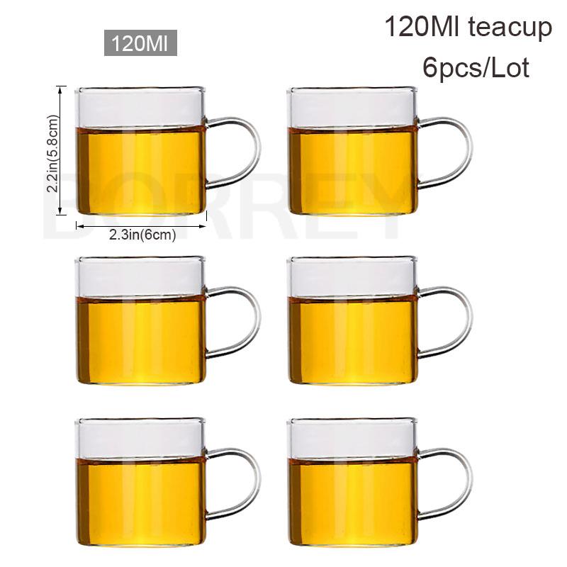 BORREY Clear Glass Teapot Teacup Set Heat Resistant Square Glass Teapot With Tea Infuser Puer Oolong Tea Kettle Office Tea Cup