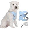 2L X-type Macaron Air Mesh Dog Harness + Leash Set, Sky Blue