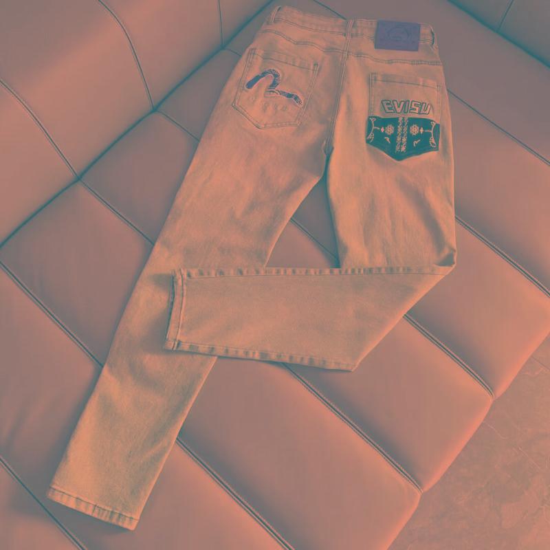 Мужские джинсы в стиле ретро с желтой потертостью и рваными краями - брюки с принтом карманов High Street