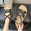 Женские плоские сандалии 2025 новая летняя одежда сказочный стиль с юбкой повседневные спортивные пляжные римские сандалии